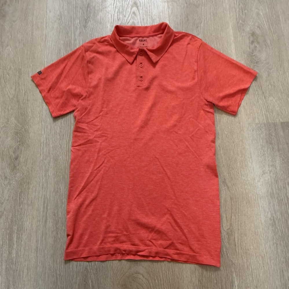 Rhone Commuter Shirt Mens Medium‎ Orange Performance Polo Short Sleeve Heathered